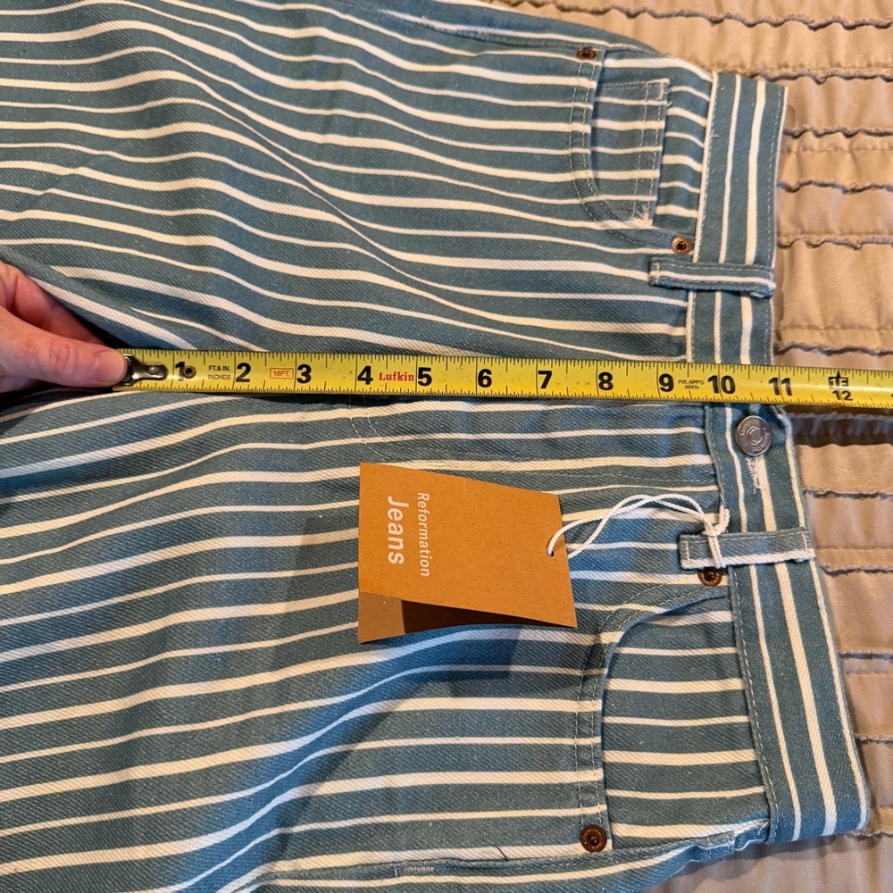 Reformation Cynthia Striped High Rise Straight Jeans Metro Stripe 25 NWT Denim - Picture 10 of 11